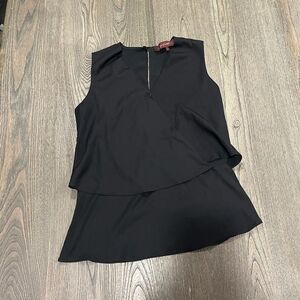 Hal Rubinstein Black Sleeveless V-Neck Layered Blouse Size S